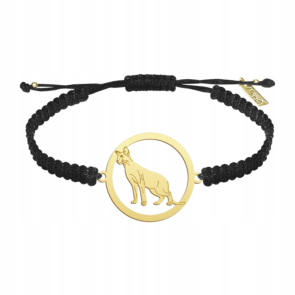Zlatý náramek s orientální kočkou 925 Makramé Šperky Gravírování Bonus