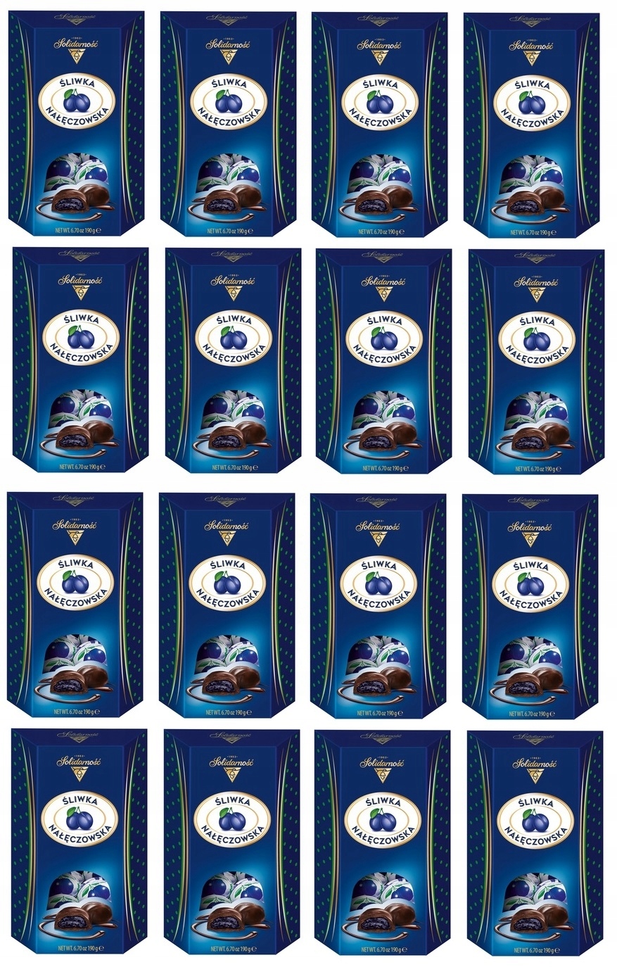 16x 190g Solidarność Śliwka nałęczowska w czekoladzie Karton