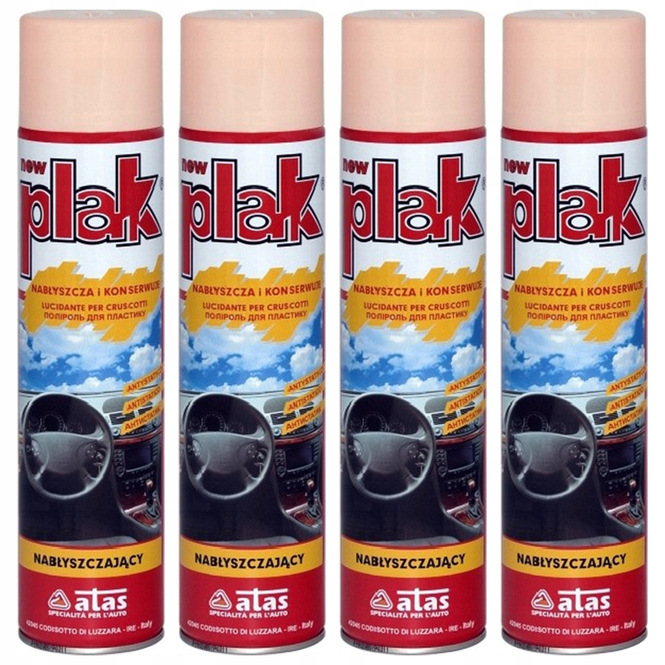 4x Plak Spray Do Kokpitu Nabłyszcza Brzoskwinia 400ML