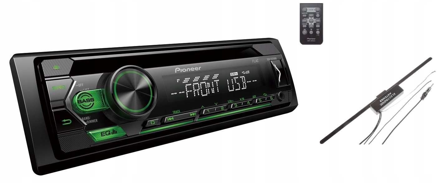 Pioneer DEH-S121UBG MP3 Autorádio CD Aux Usb MP3 zelená ++ Anténa