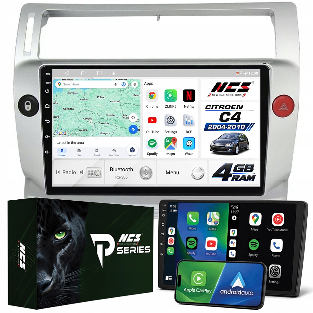 Autorádio 2DIN Ncs RS-305 Citroen C4 2004-2010 Android Navigácia Bt