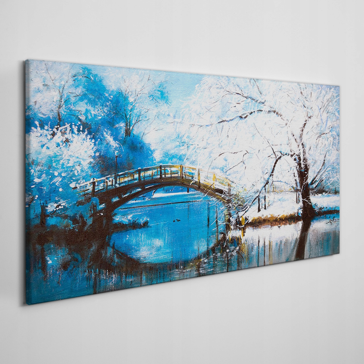 

Obraz na płótnie Zima rzeka drzewa most 120x60 cm