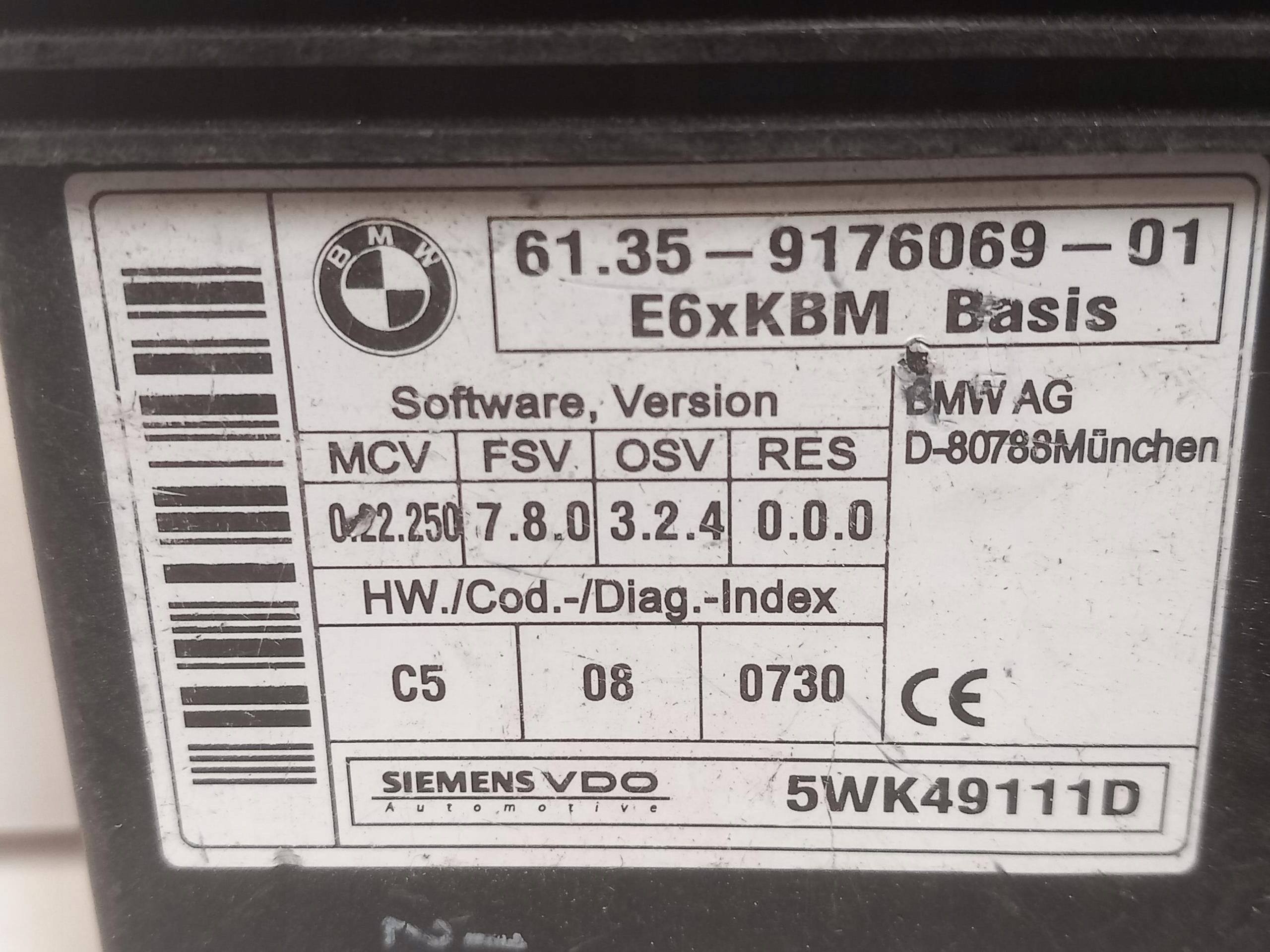 control unit comfort control unit BMW SERIA 5 E60 E61 9176069 03-10