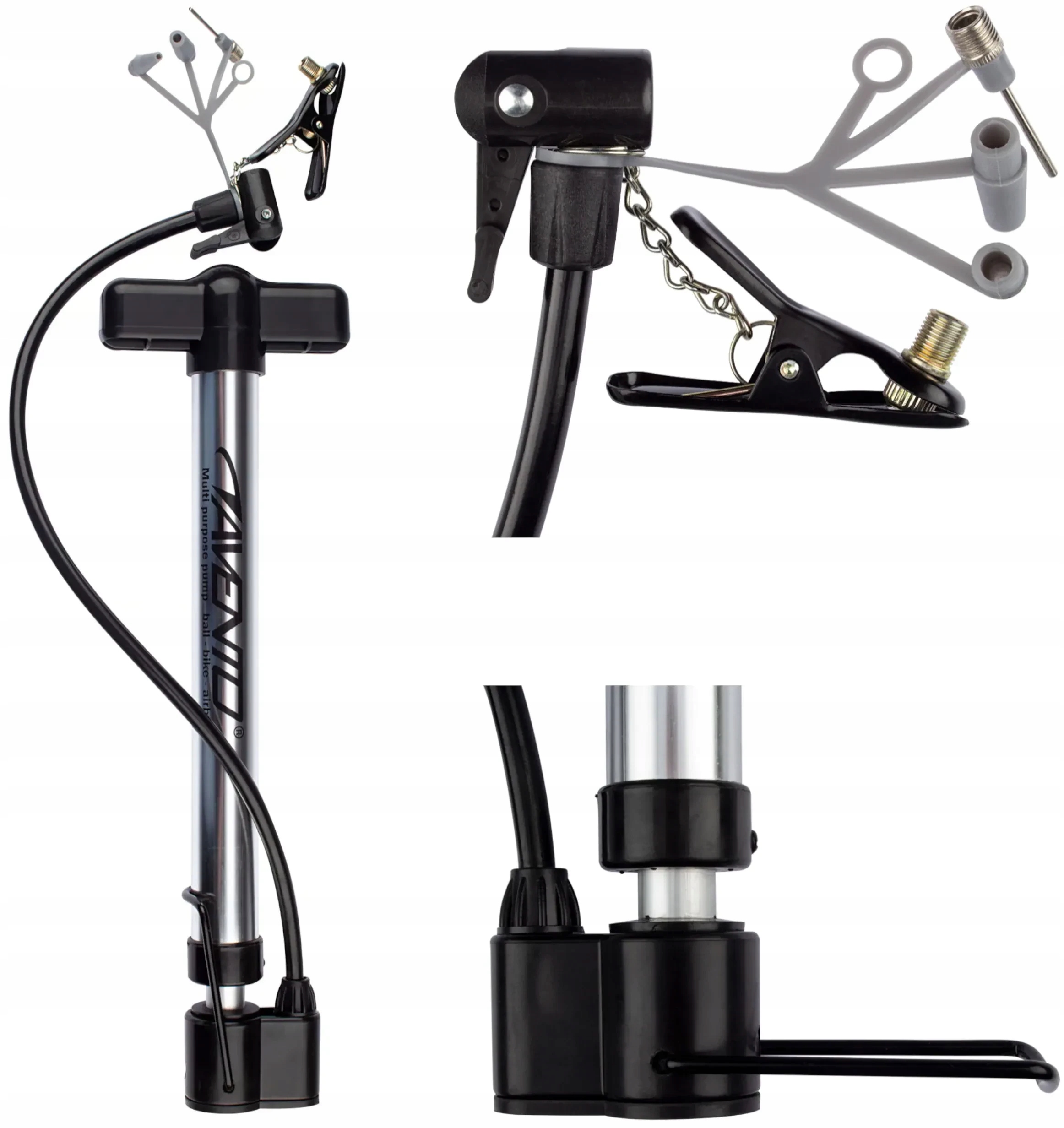 POMPKA ROWEROWA AVENTO z wężykiem ręczna do piłek roweru wielofunkcyjna 4w1