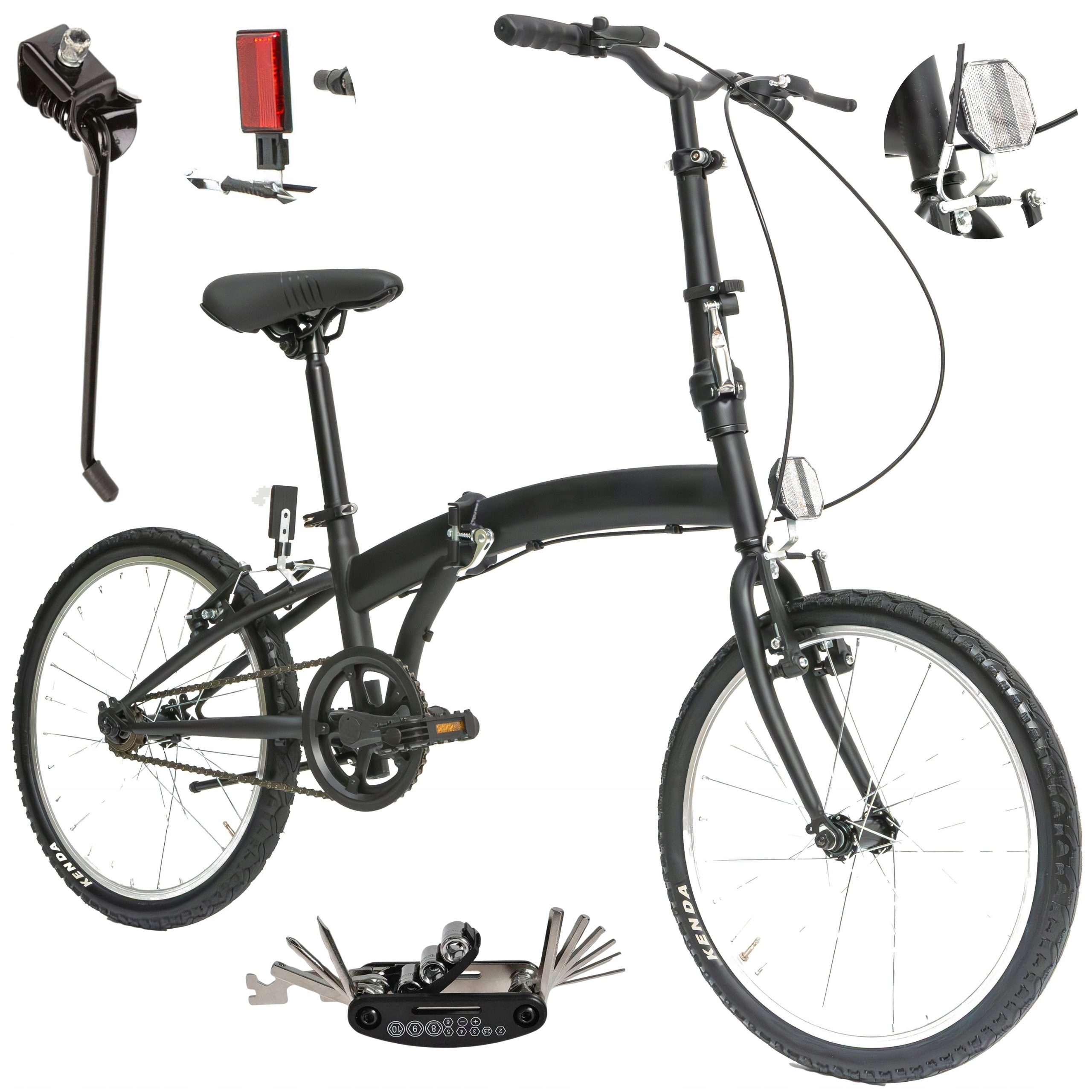 Rower Damski Męski Składany Koła 20" Miejski Składak Stopka Lekki Odblaski