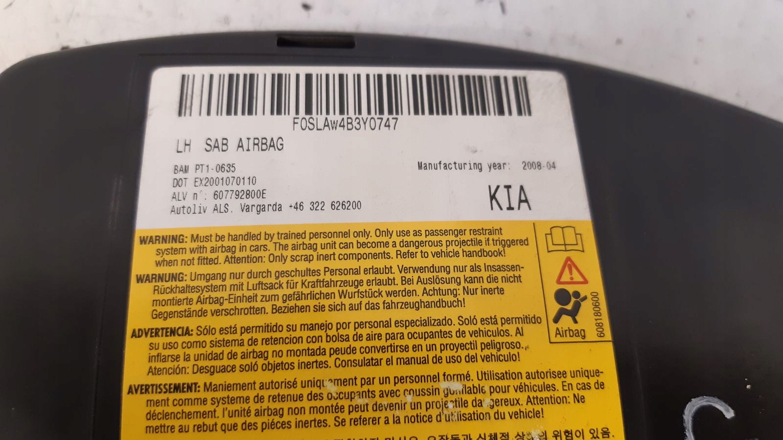airbag sedile sinistra Kia Ceed e 2,0 CRDI HB
