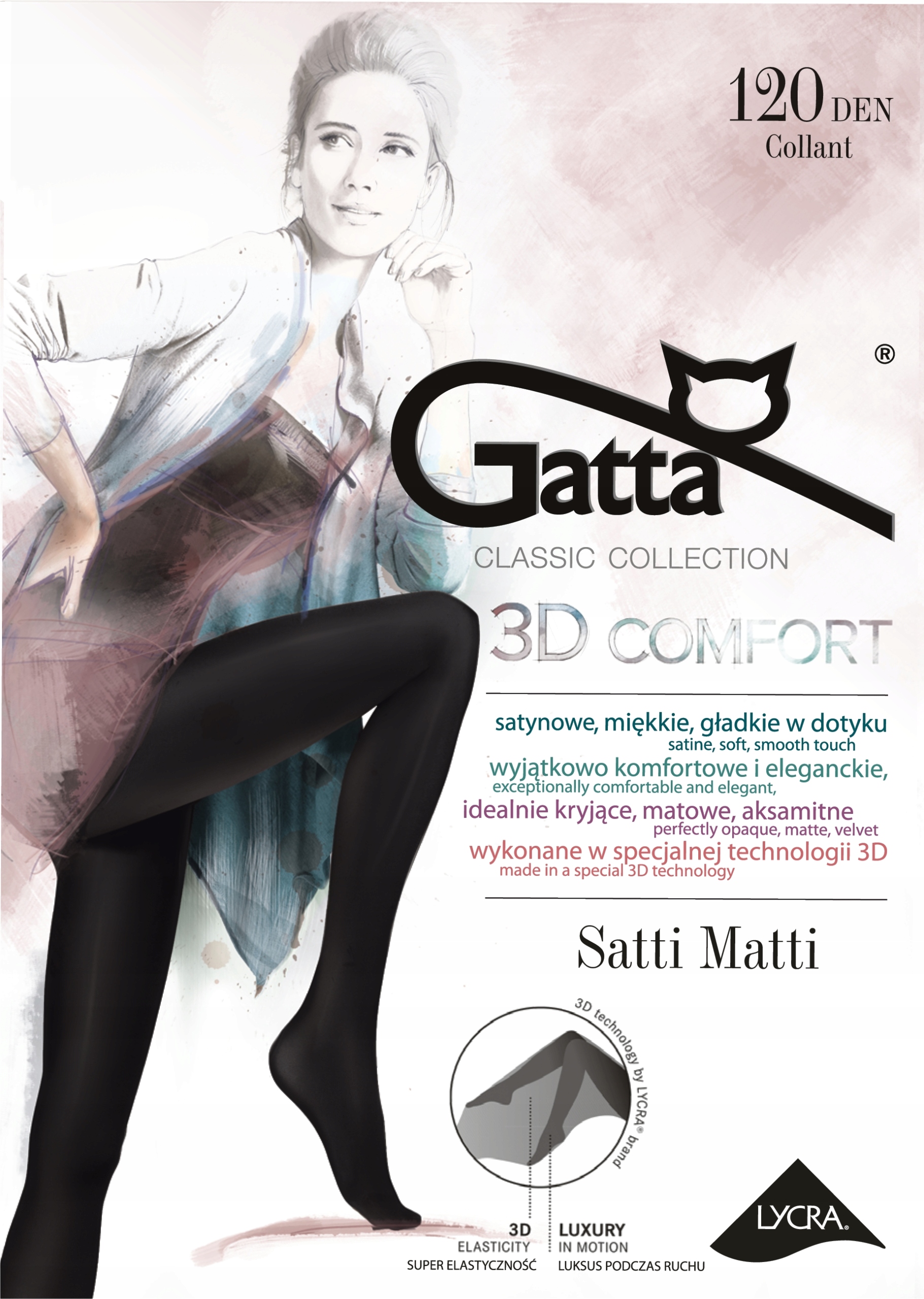

Gatta rajstopy Satti Matti 3D 120 den 4 grafit