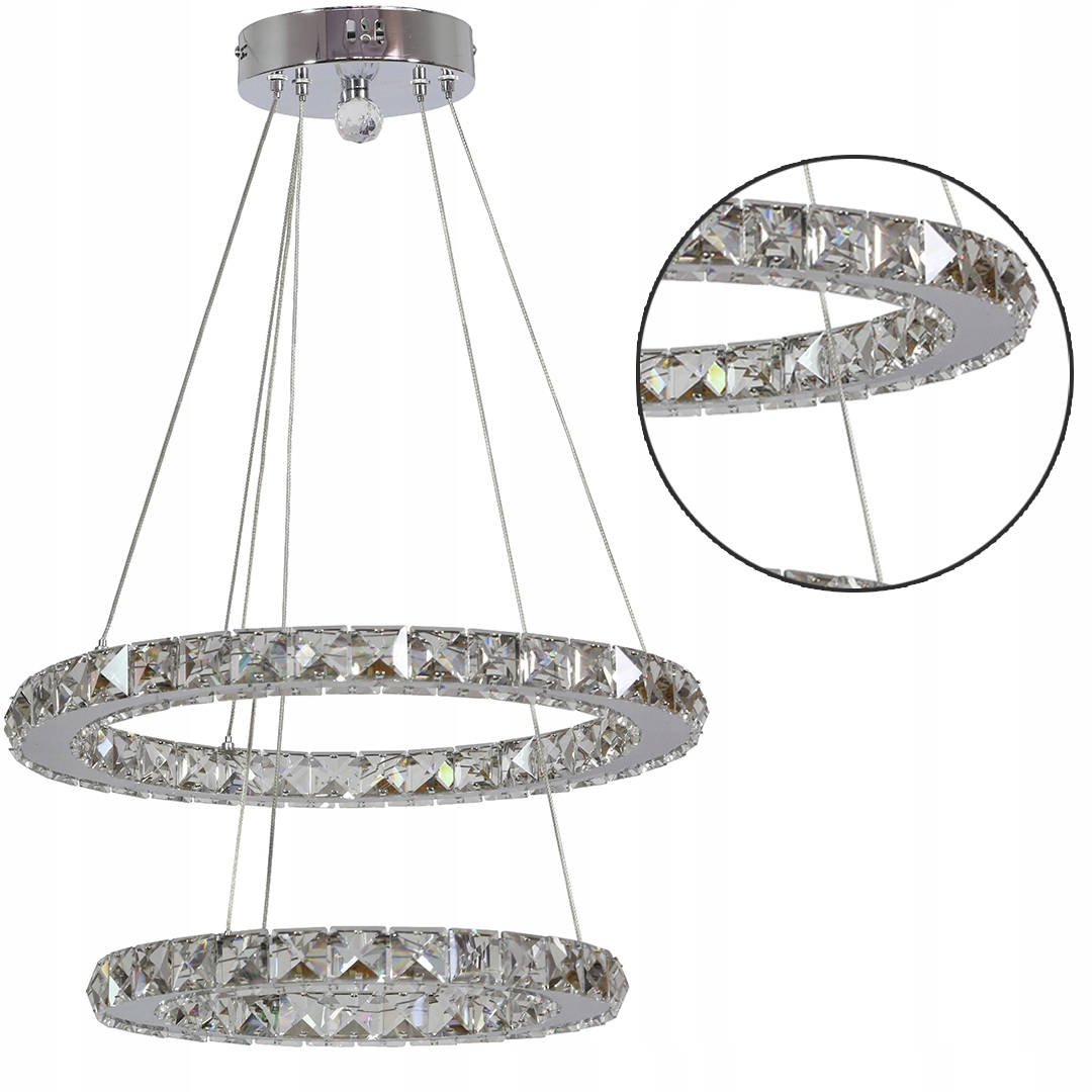 Dvojité stropní Led Závěsné Svítidlo 24W krystaly
