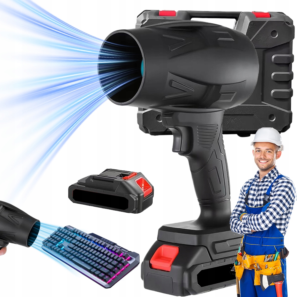 DMUCHAWA DO LIŚCI ŚNIEGU OSUSZANIE AUTA AKUMULATOROWA BEZPRZEWODOWA 2X AKU