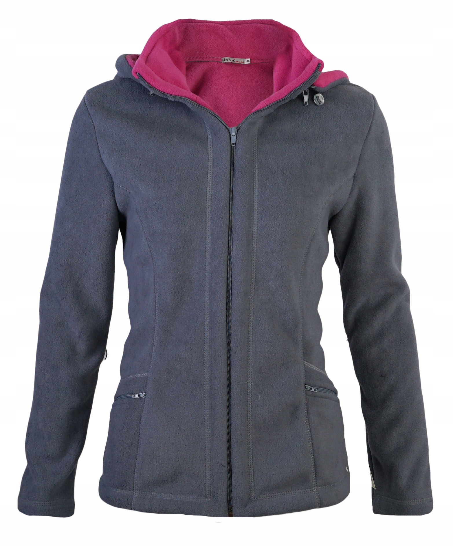 Bluza polarowa damska ciepła polar rozpinany z kapturem szara Jana 3XL