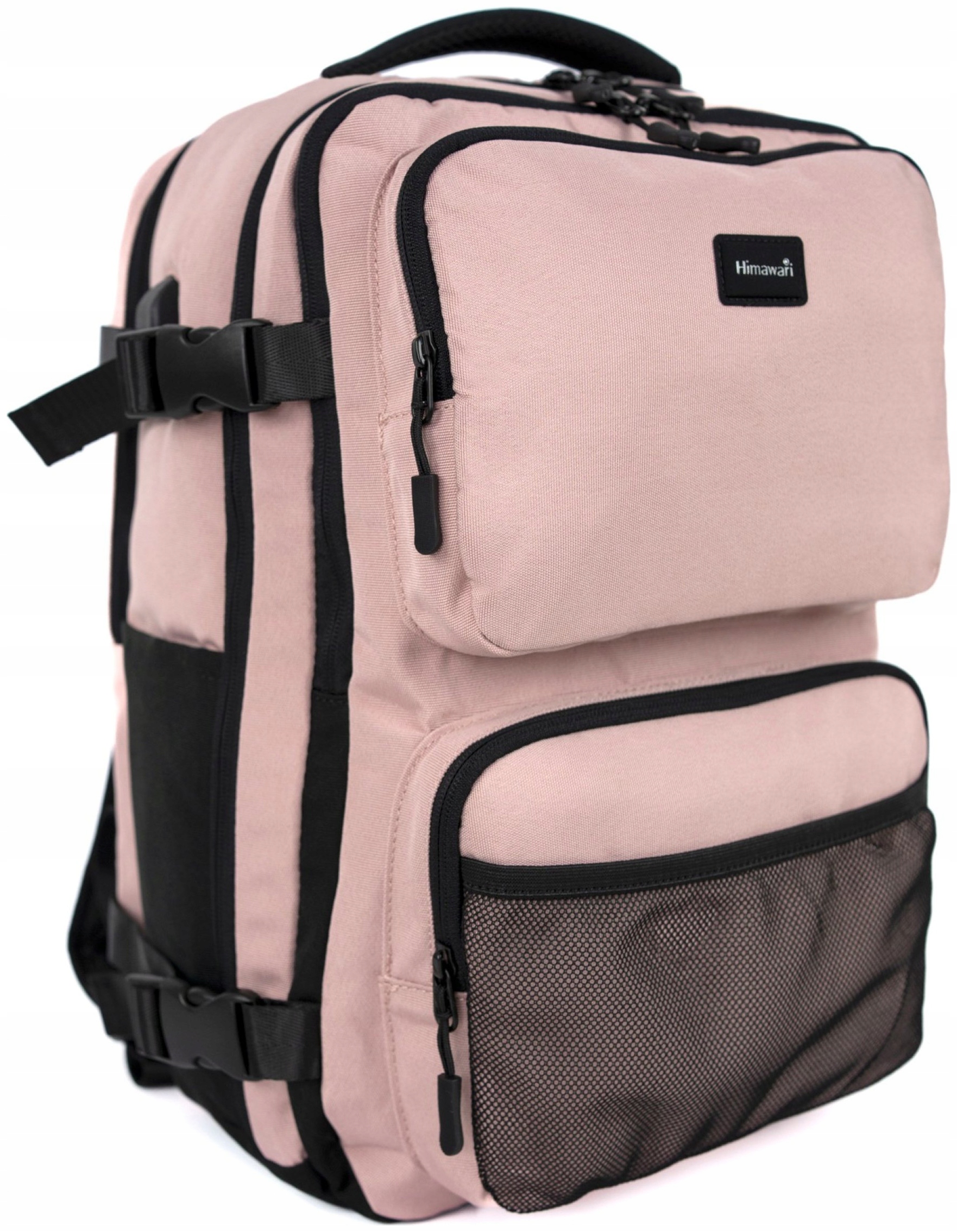 Batoh na notebook Himawari Box L prostorný organizér do práce, světle růžový