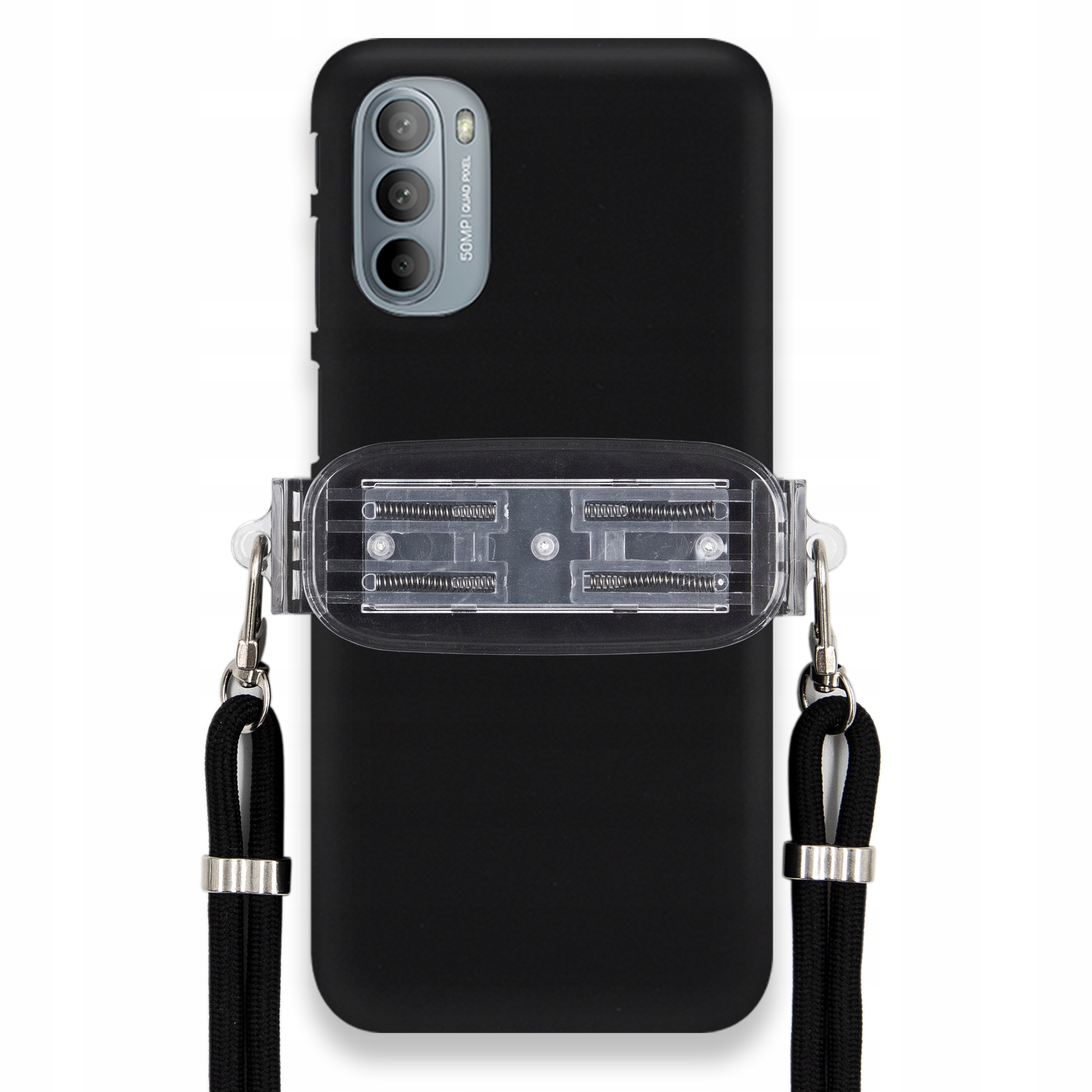 Pouzdro Pro Motorola G41 4G Matné Černé Pouzdro Univerzální Držák Černá Šňůrka