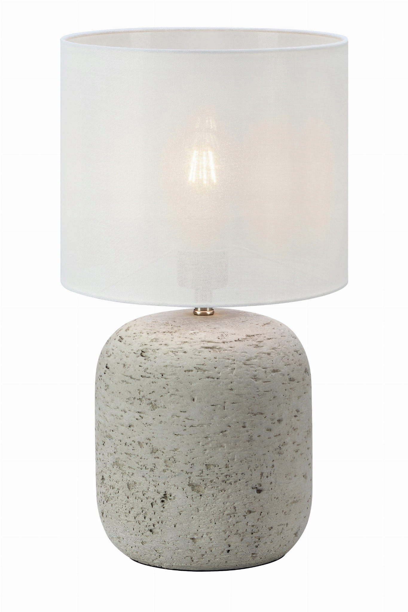 Stolní lampa s šedou betonovou základnou a lněným stínítkem z ecru Markslojd