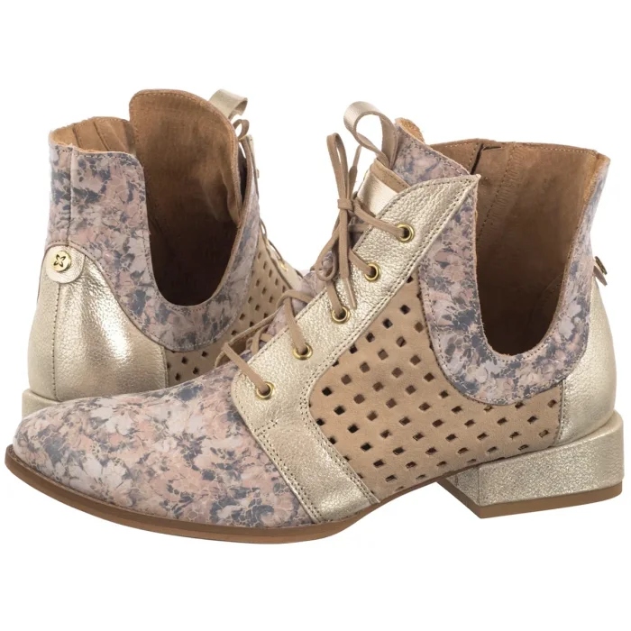 Boty Kotníkové Boty Kožené Dámské Maciejka Béžové 05541-04
