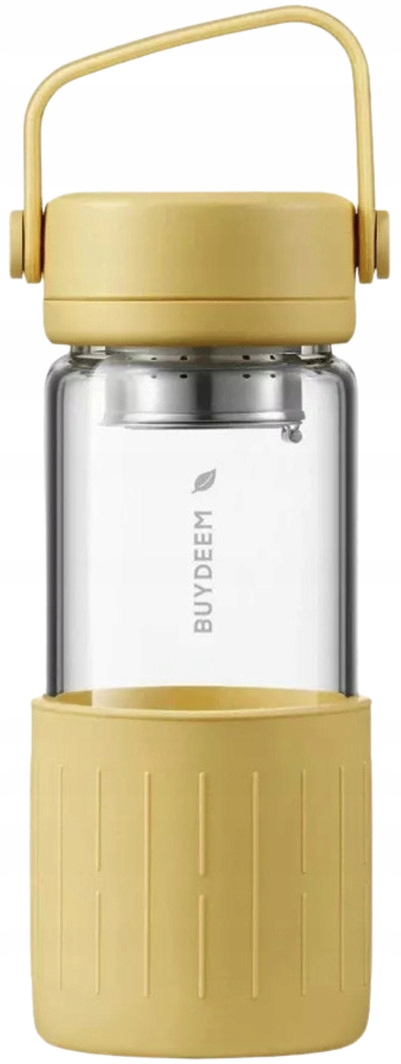 BUYDEEM Szklana butelka z zaparzaczem 300ml, DG42, Mellow Yellow — 2