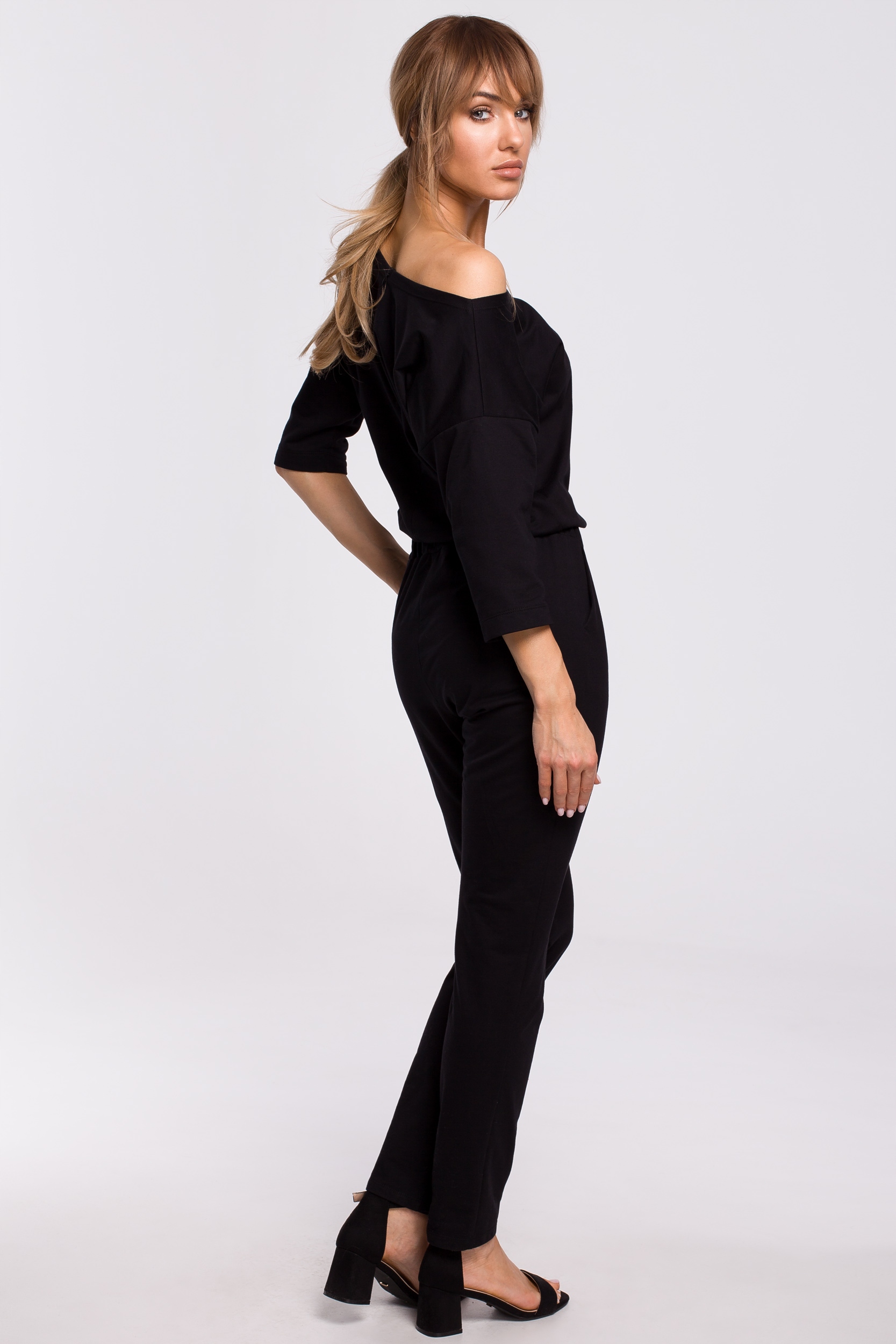 KOMBINEZON NA CO DZIEŃ CASUAL DAMSKI KOBIECY DŁUGIE NOGAWKI CZARNY 42 XL EAN (GTIN) 5903068476143