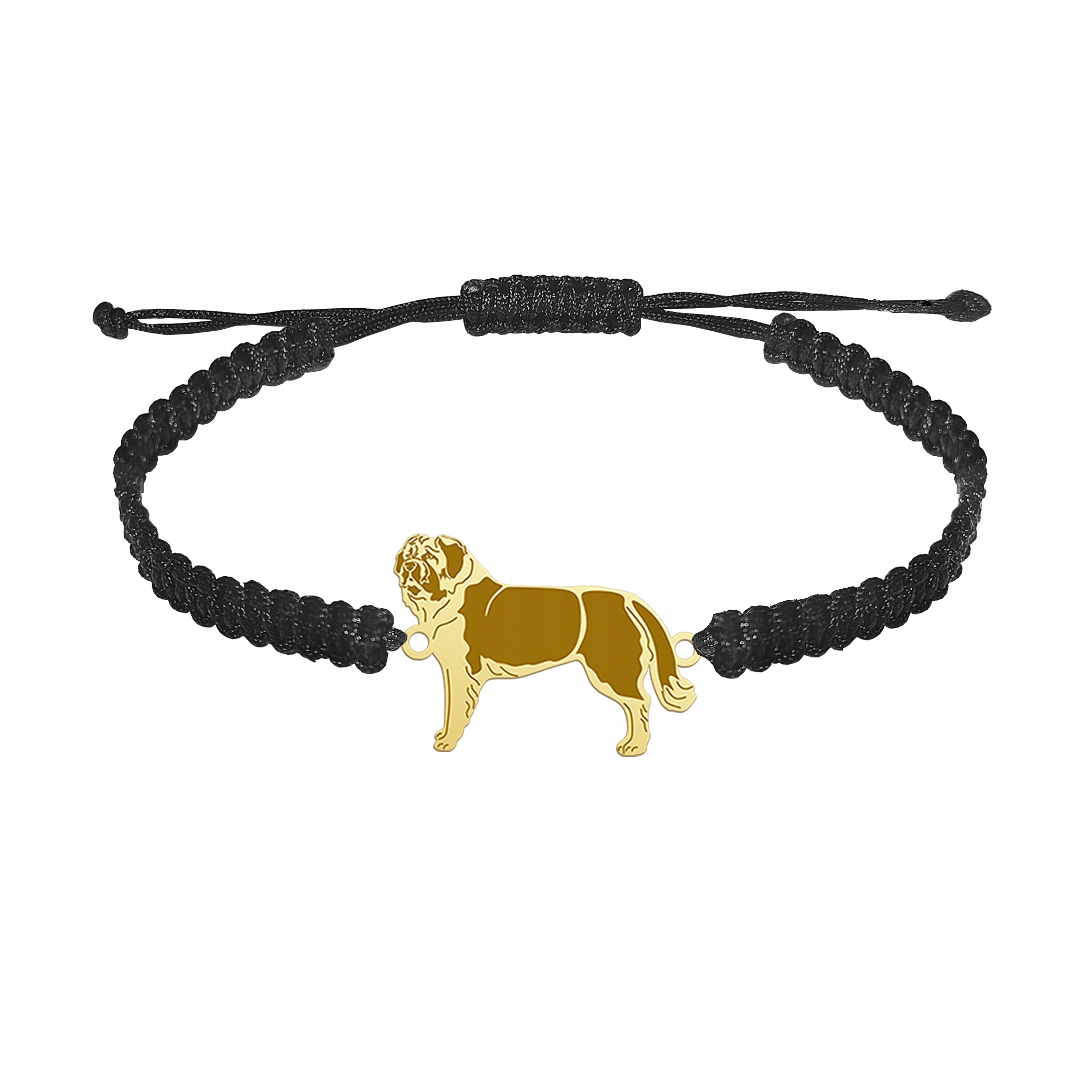Zlatý náramek s psem Moskevský strážný pes Makramé 925 Gravírování
