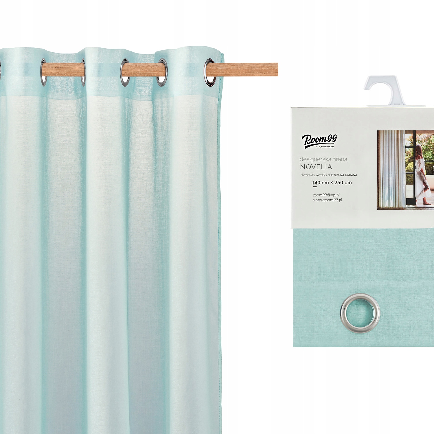 

Firana Gotowa Novelia 140X250 Przelotki Mięta