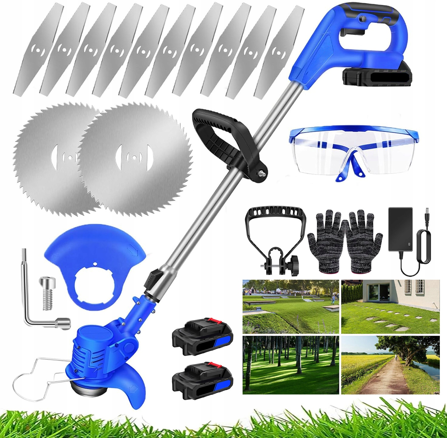 Akumulátorový Vyžínač Kosa Křovinořez Na Kolech Na Trávu Struny Čepele