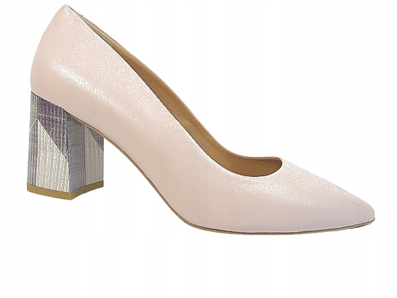 Růžové lodičky z kůže, stabilní, elegantní dámské boty Bizzarro 37