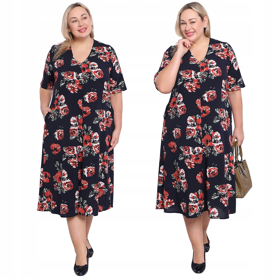 Tmavě modrá šaty s květinovým výstřihem a výstřihem 60