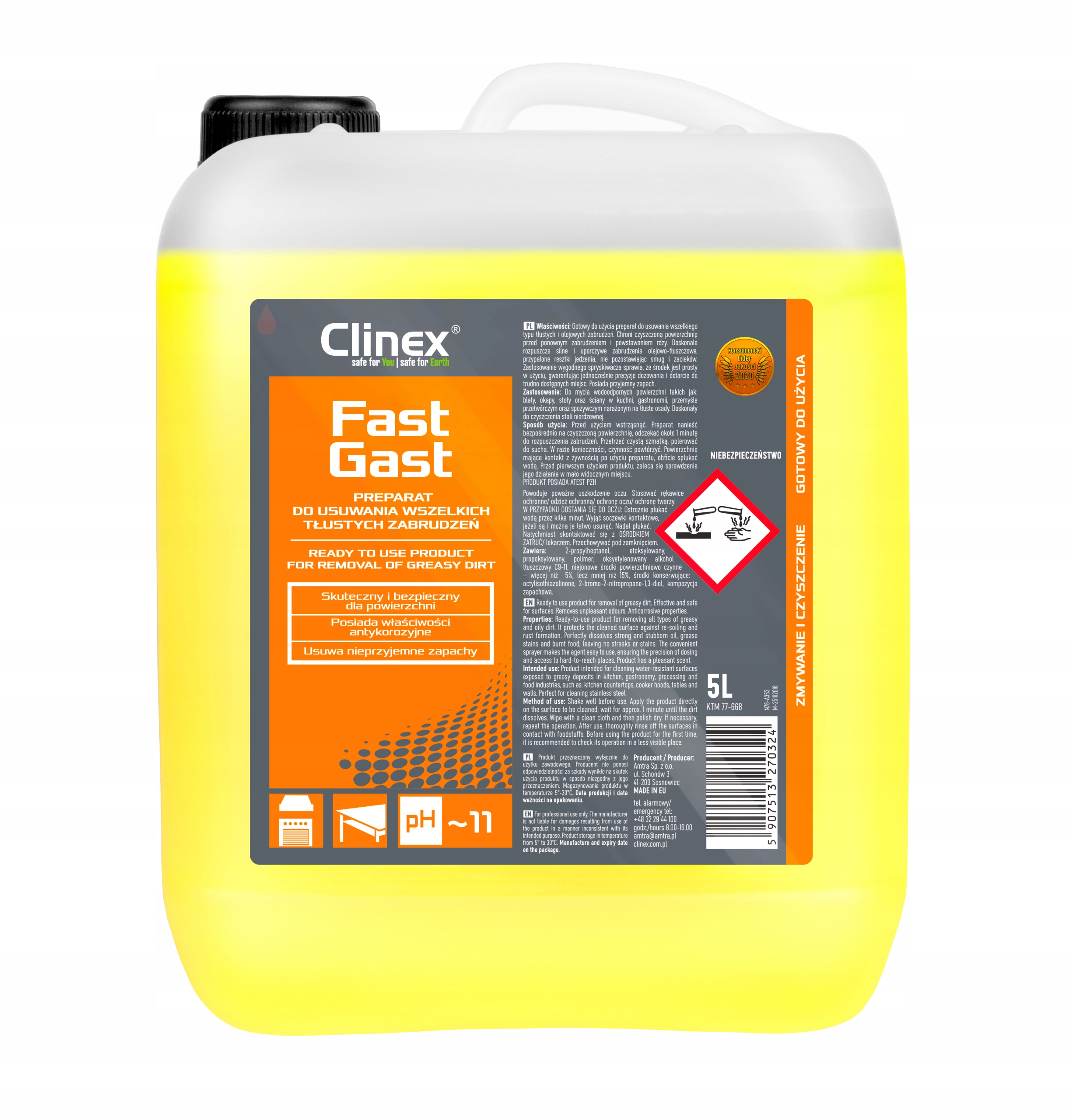 

Clinex FastGast do ciężkich, tłustych zabrudzeń 5L