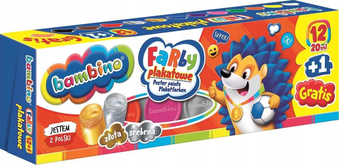 

Farby Szkolne Plakatowe Bambino 12+1 Kolorów 20ml