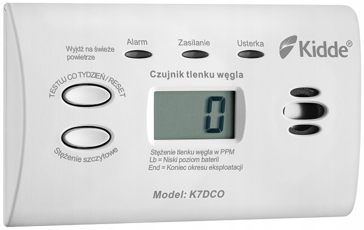

K7DCO Czujnik czadu z wyświetlaczem LCD Kidde
