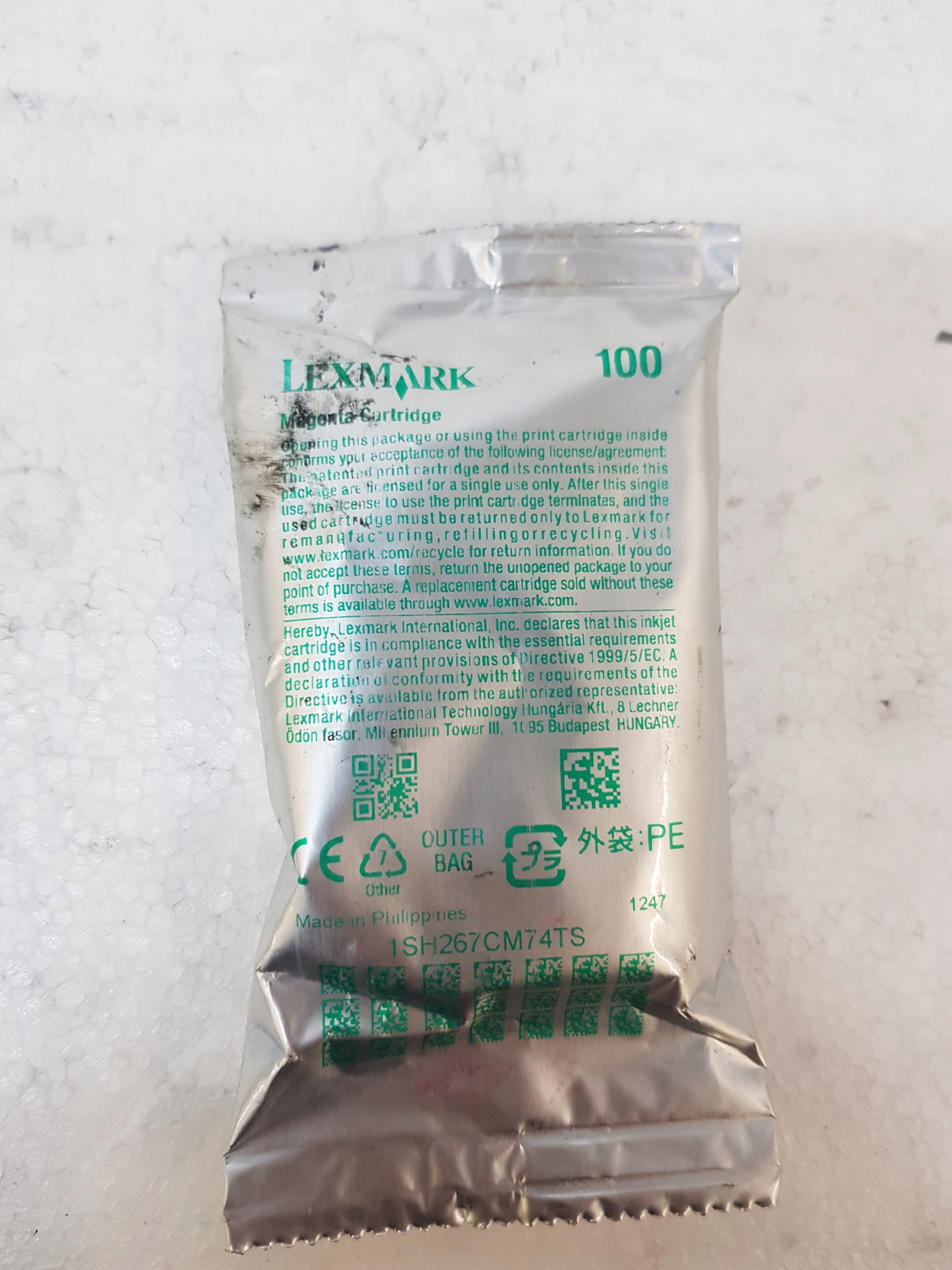 Oryginalny Tusz Lexmark 100 Magenta