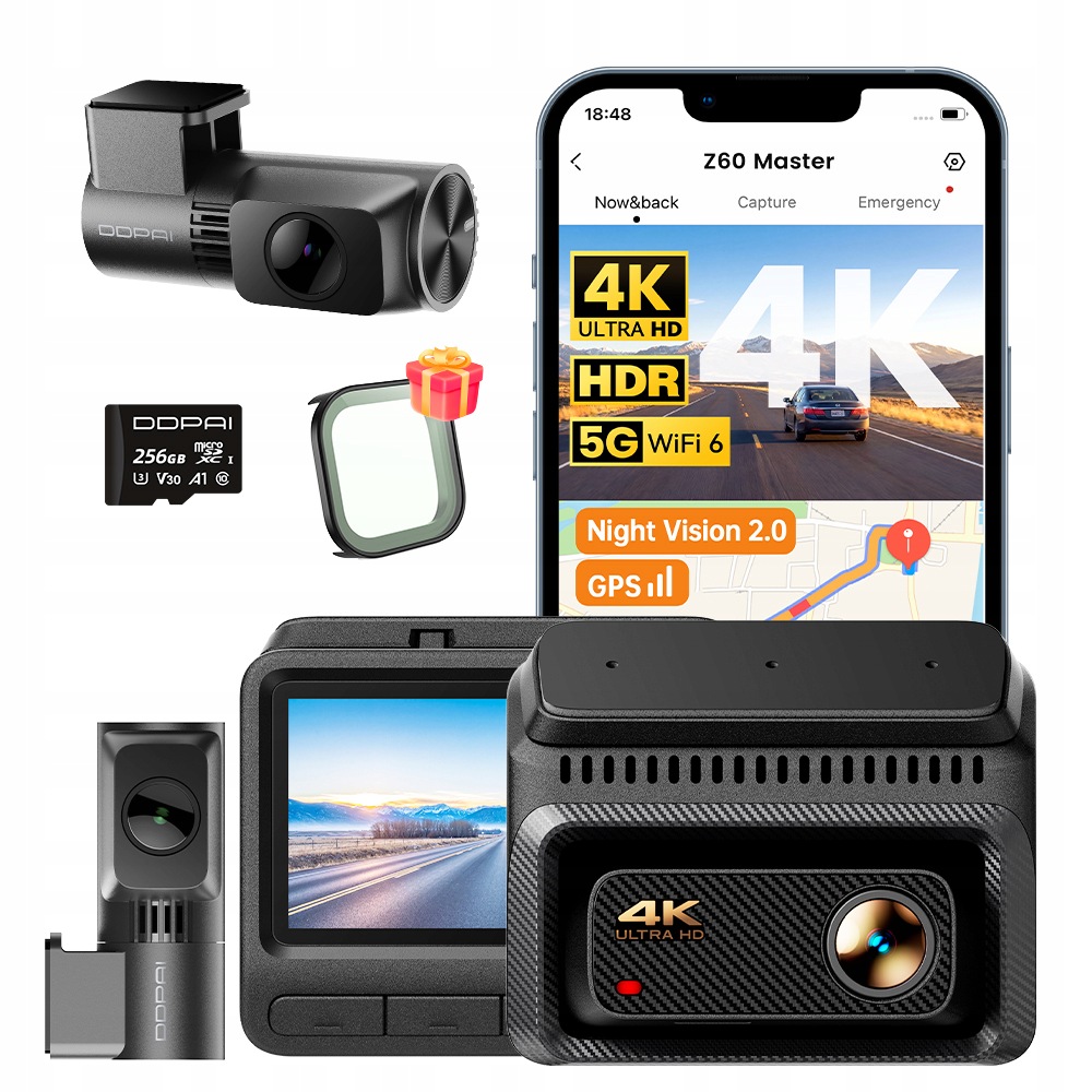 Videorekordér Ddpai Z60 Master Kamera 4K Hdr 2K Zadní Interiér +256GB
