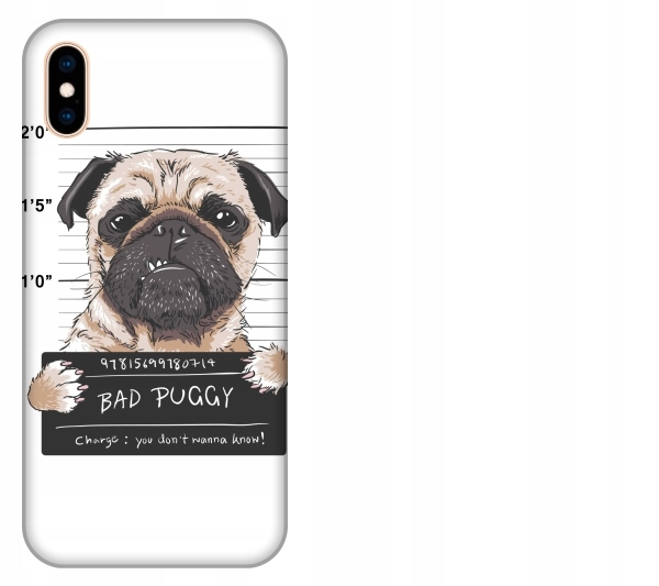 

Etui pokrowiec iPhone Xs Max Bad puggy Badass pug