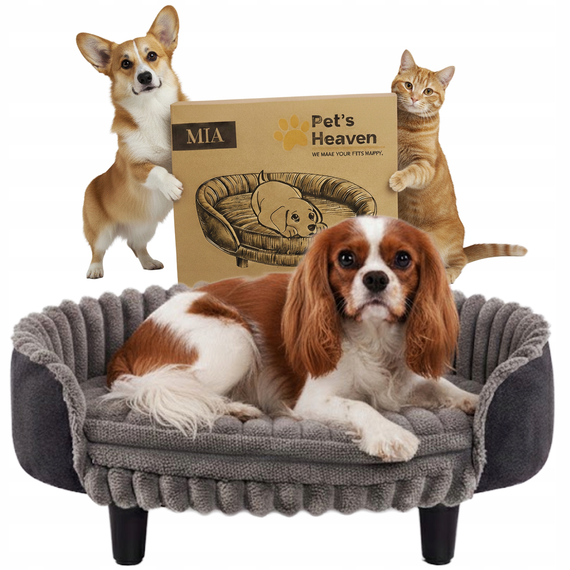 Ortopedická pohovka 53 cm pelíšek na nožkách L pro psa kočku komfort