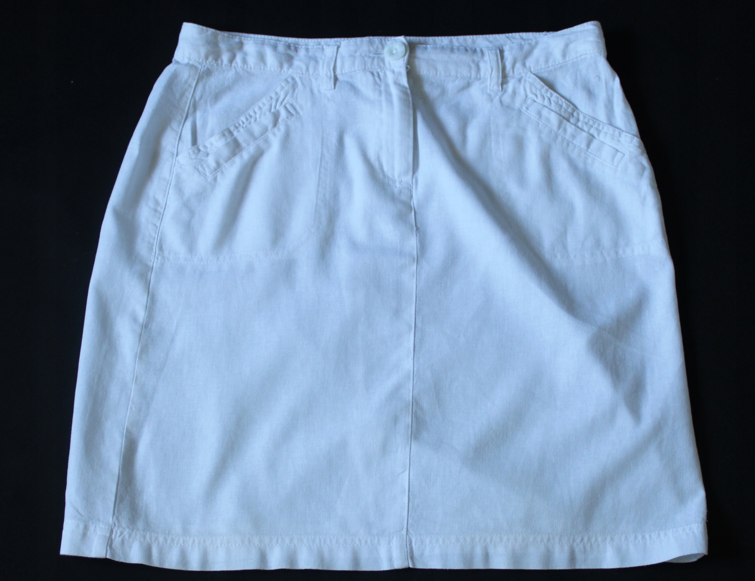 BIAŁA LNIANA SPÓDNICA ROZ 40