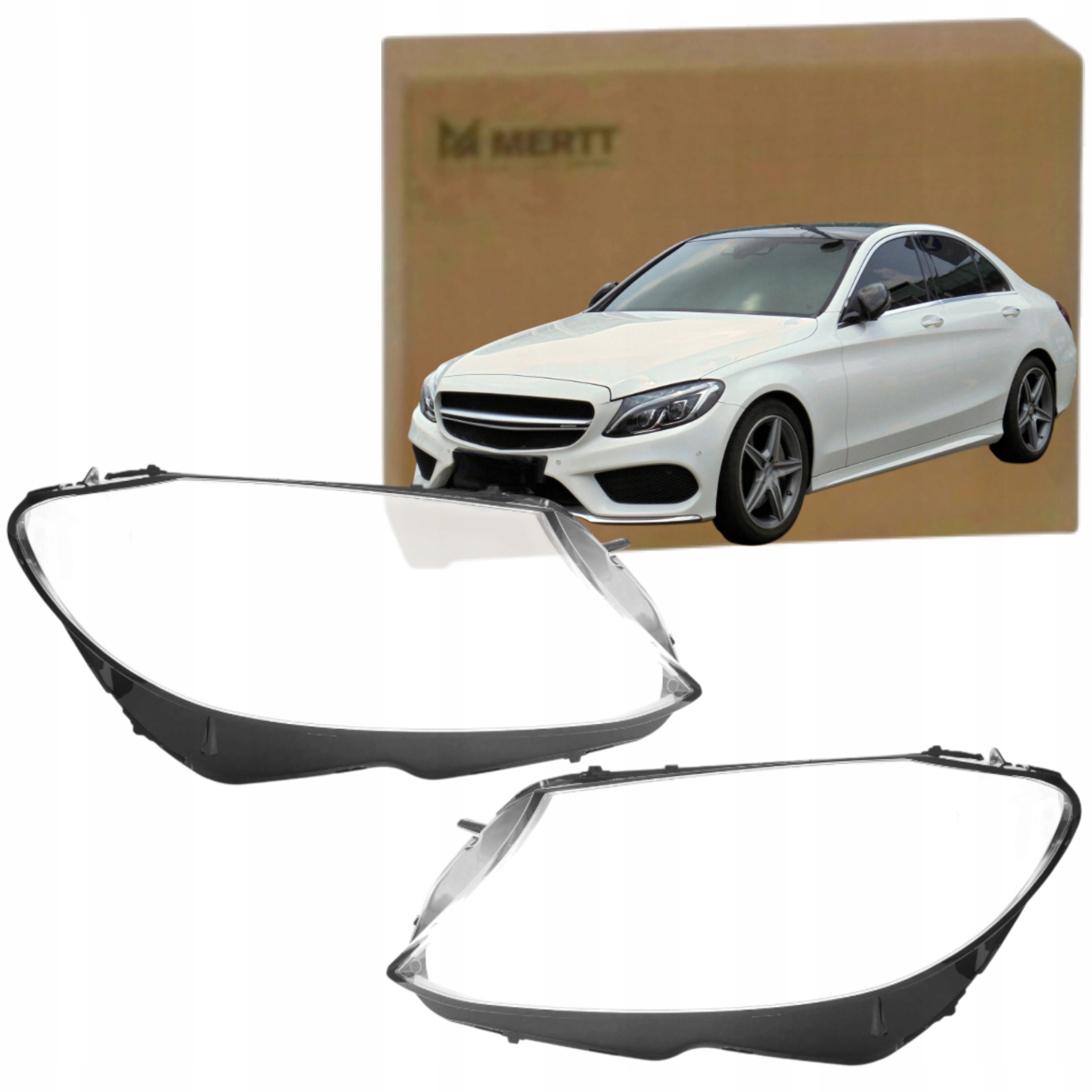 Sada x2 Klosz Pravý Levý sklo světlometu lampa Mercedes C W205 S205 14-17