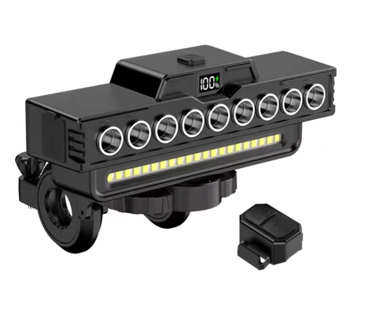 Dzwonek Klakson Rowerowy Z Mocną Lampą 9 LED+21 Smd Usb LCD