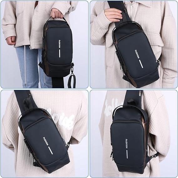 SLING BAG TORBA NA KLATKĘ PIERSIOWĄ, MĘSKA TORBA NA RAMIĘ, OCHRONA HASŁEM Waga produktu z opakowaniem jednostkowym 0.45 kg