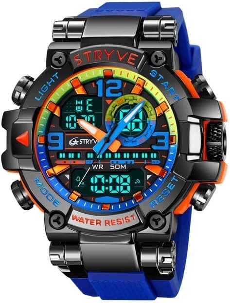Pánské Hodinky Sportovní Digitální Vojenské Hodinky Stryve Silikonový Křemenný Pásek