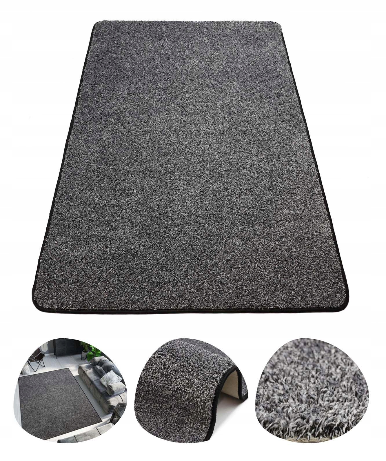 Koberec Měkký Chlupatý Shaggy Šedý Černý Melír Do Obývacího Pokoje Tampa 200x200 cm