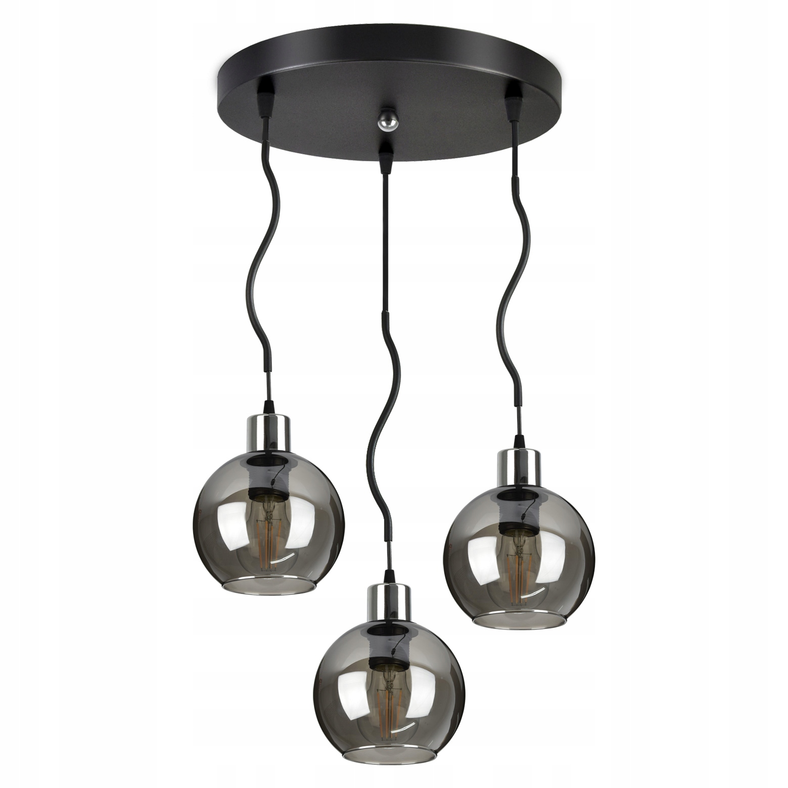 Skleněná závěsná lampa Lustr Spline Chrom Kula