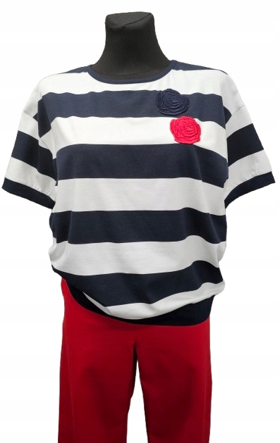 Bavlněná Pruhovaná Halenka S Květinami 3D-S/M-CIOCCO Turecko