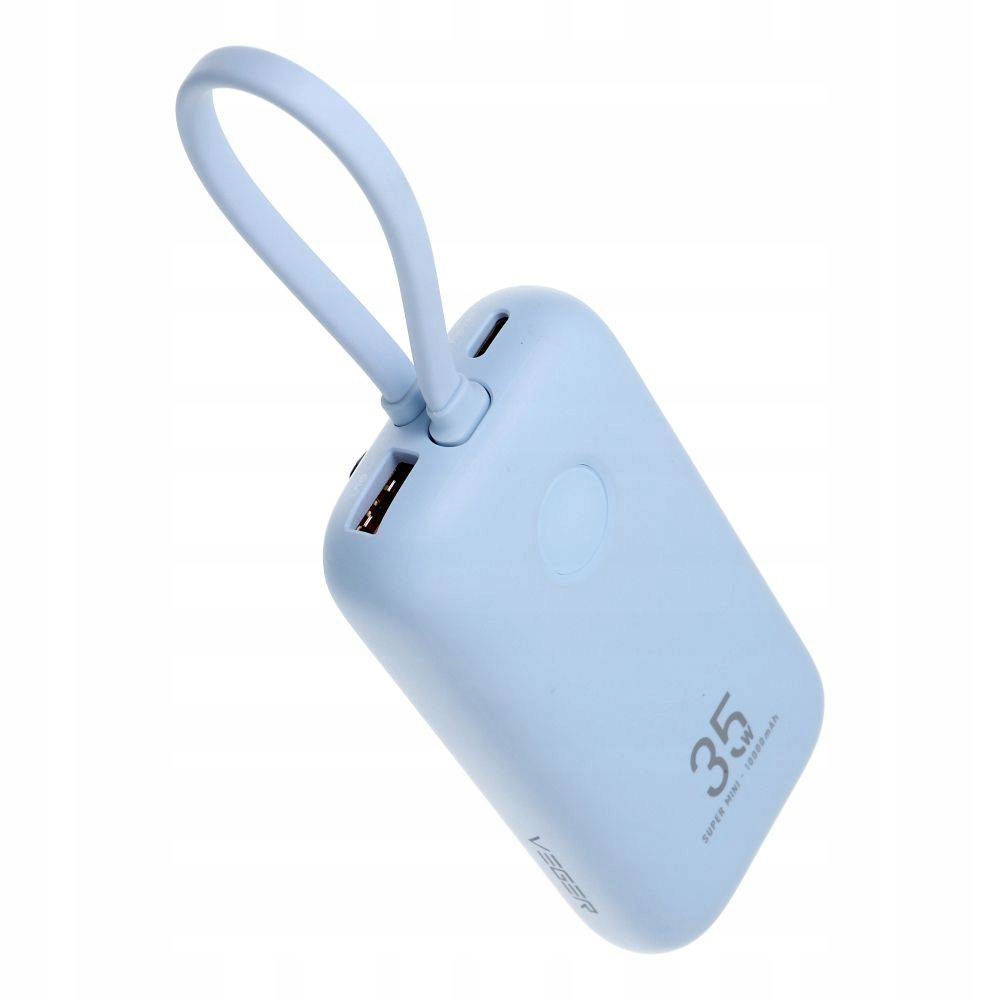 Veger Powerbank 10000 Mah Z Wbudowanymi Kablami Typ C do Lightning Pd Qc