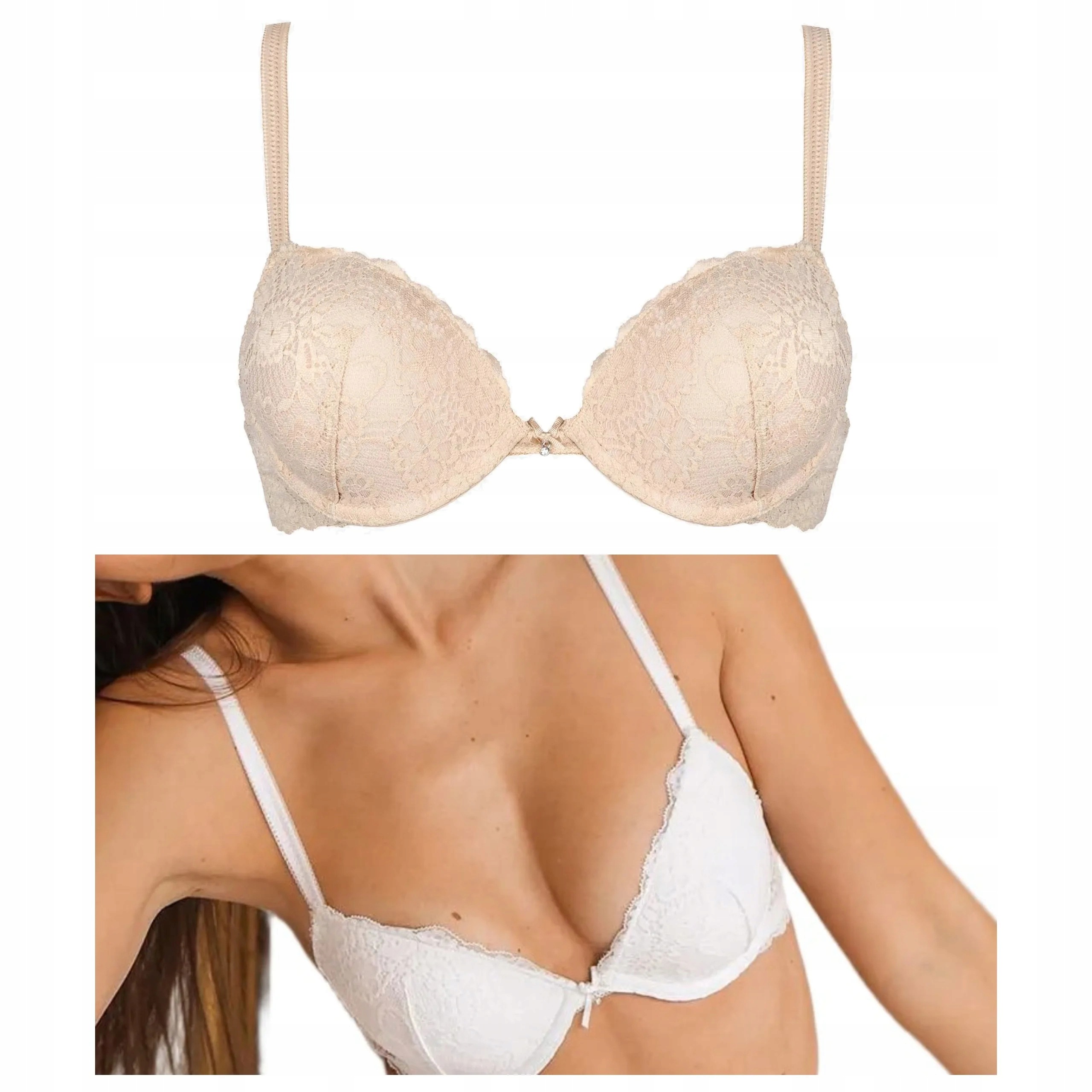 2x krajková push-up podprsenka Sielei Allure 2674 bílá cipria 75B