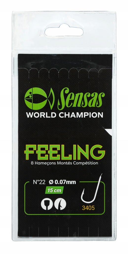 Sensas Haczyki Z Przyponem Feeling 3405 0,09mm 8 sztuk 15cm Rozmiar 18