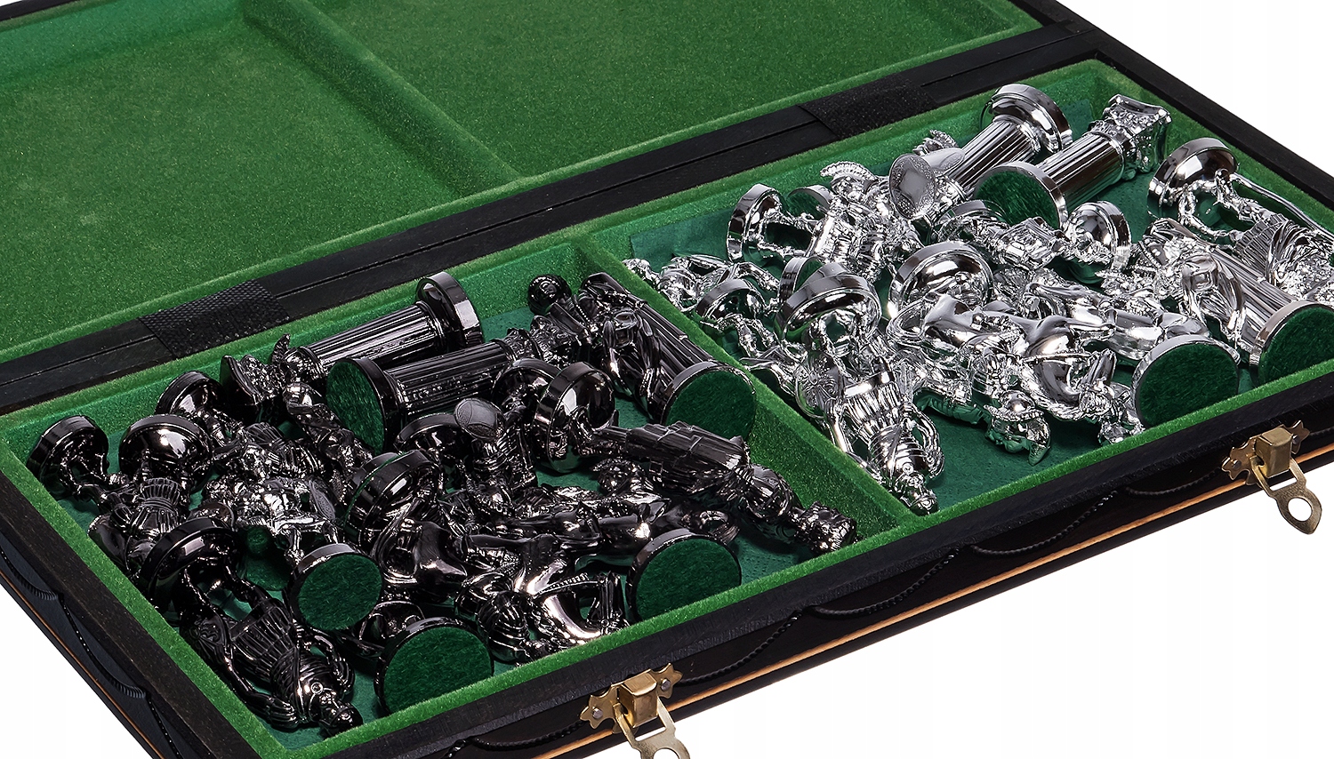 SZACHY RZYMSKIE DREWNIANE SREBRNO-CZARNE DUŻE 42cm Język instrukcji inna