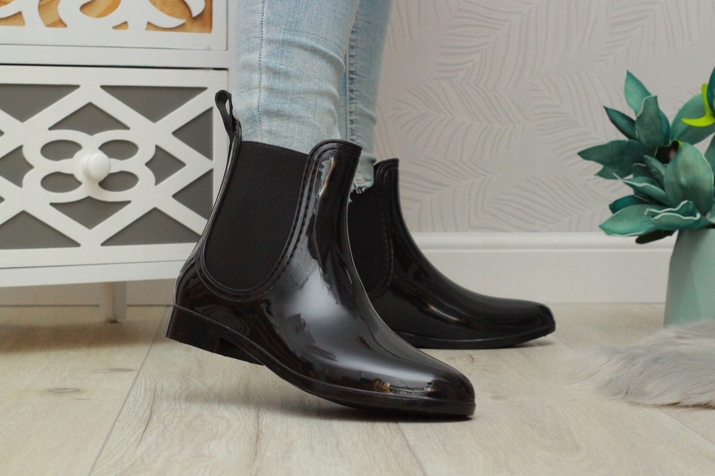 KALOSZE BOTKI GUMOWCE DAMSKIE SZTYBLETY WSUWANE Rozmiar 36