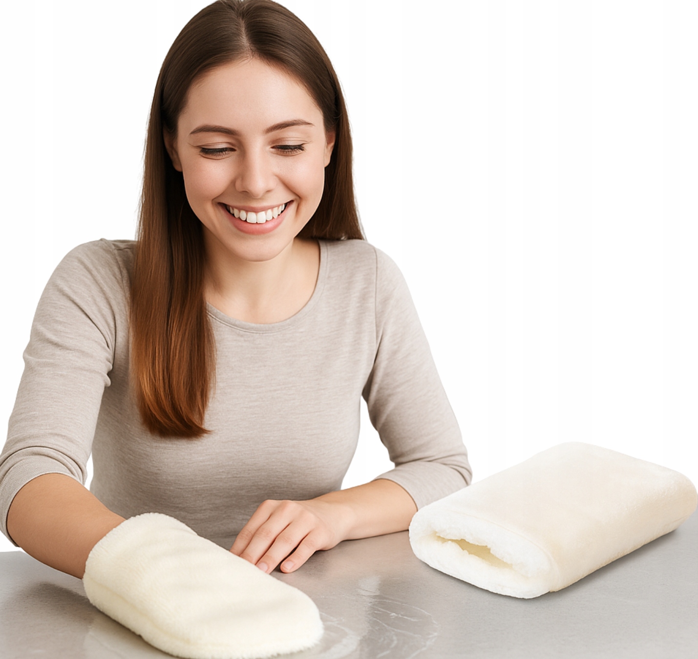 Levně Raypath Čistící rukavice Bílá M na mokré povrchy s nanostříbrem Eco