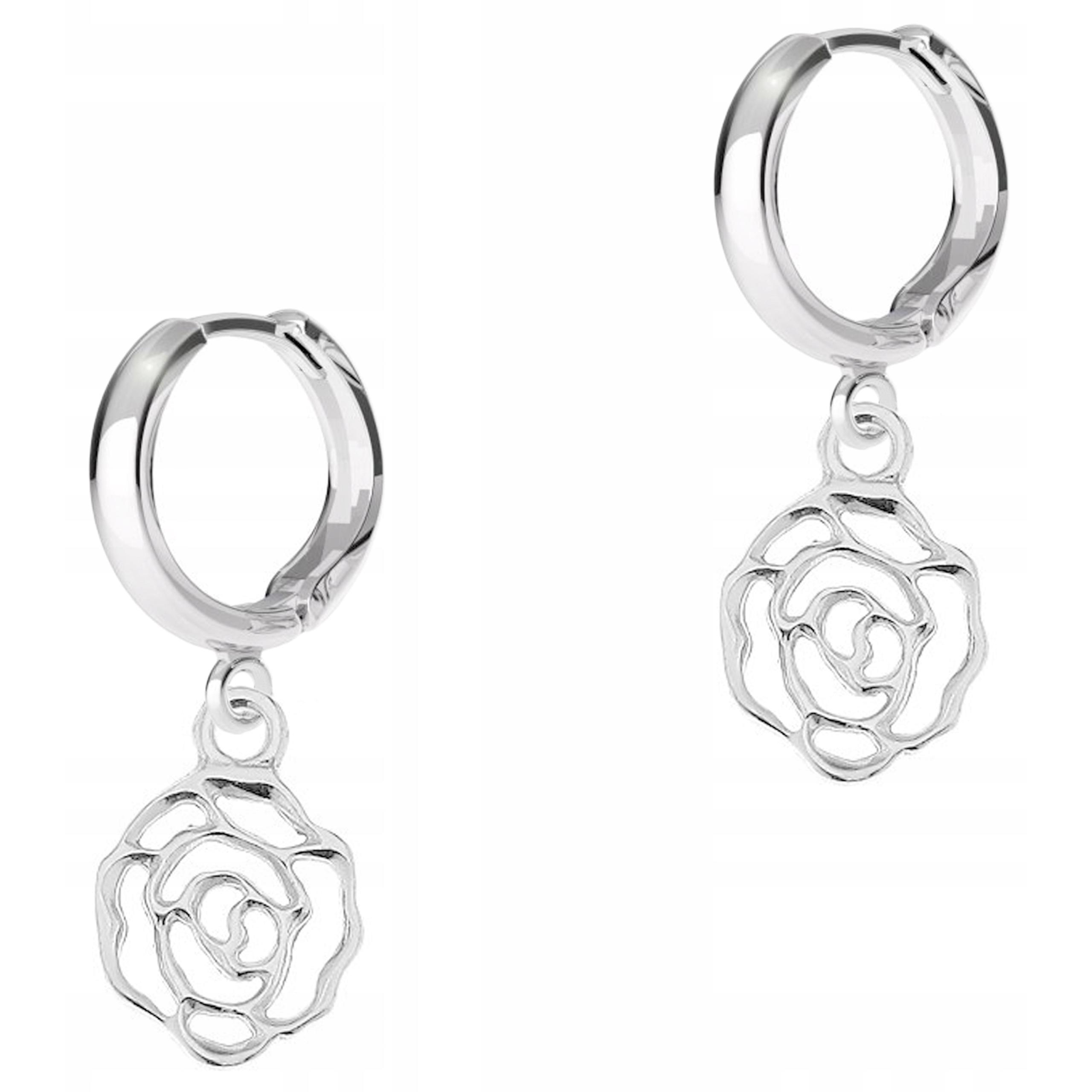 Stříbrné Náušnice s květy růží Květiny Tulipán Růže Stříbro 925