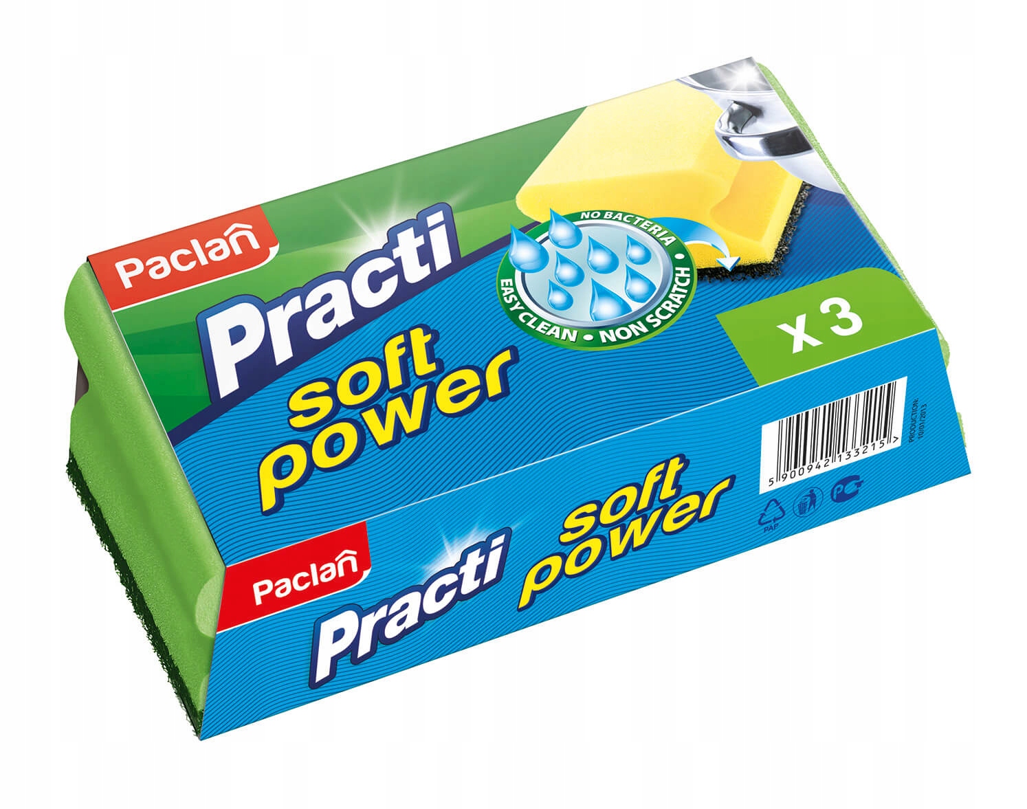 

Paclan Practi Gąbki Do Naczyń Profilowane 3 Sztuki