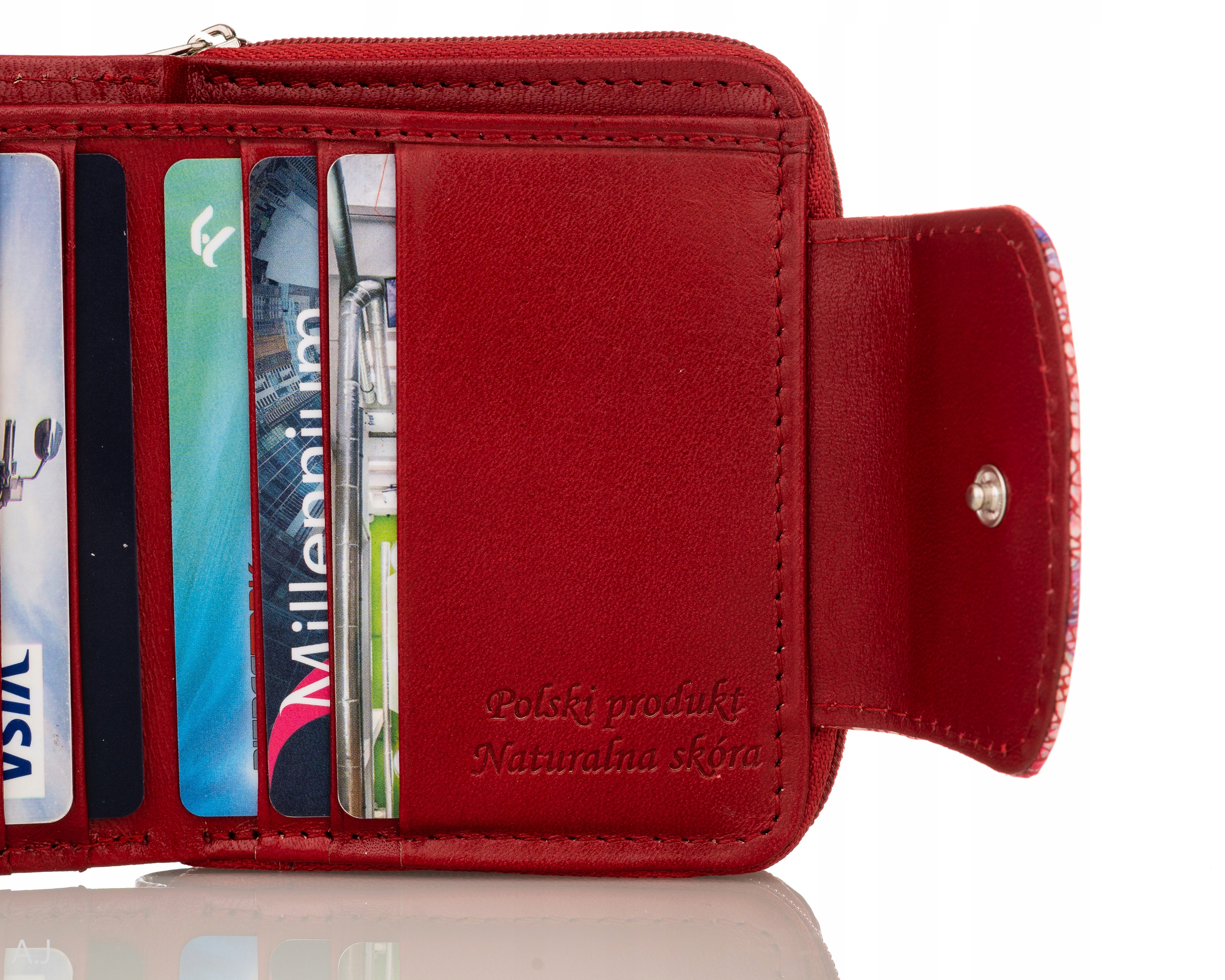 PORTFEL SKÓRZANY DAMSKI ŚREDNI SKÓRY MOTYLKI ZAMEK Rodzaj portfel