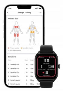 Smartwatch Amazfit GTS 4 czarny + Waga Smart Scale Kształt koperty prostokątna